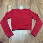 Fabletics  Womens Red Long Sleeve Seamless Laser Cut Lace Crop Top Size Large Photo 1