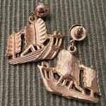 5 pair of gold earrings ships, dangly & swoops gently used Photo 8