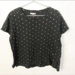 Sundry Anthropologie‎  Small Grey Gold Polka Dot Foil Dot Crewneck T-shirt Photo 2