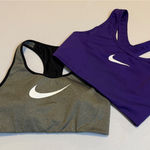 Nike ‎ Drifit Sports Bras Bundle Set of 2 Gray Purple Racerback Athletic Workout Photo 0