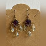 Elegant Gold and Purple Dangle Earrings Photo 1