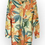 0039 Italy Women's Size Large Long Sleeve Floral Multi Color Printed Midi Dress Pink Photo 0