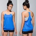 Lululemon No Limits Blue Deauville Stripe Racerback Athletic Fitness Tank Top 4 Photo 1