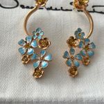 Oscar de la Renta  Gold and Light Blue Floral Earrings Photo 8