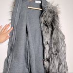 Calvin Klein Women's Gray Faux Fur Zip Buckle Sweater Vest Size S Photo 5