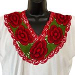 Handmade Traditional Mexican Embroidered Red Roses Tunic Photo 1
