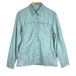 L.L.Bean  Fishing shirt green button down tab sleeve outdoor active hiking M Photo 0