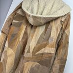Y2K Leather Patchwork Penny Lane Jacket Coat Sz Large Tan Brown Hooded Photo 15