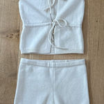 Peppermayo  Knit Top & Shorts Set Sequins Ownley Size XS Cream Silver Photo 0