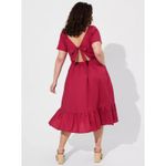 Torrid Midi Poplin Sheer Waist Dress in Cherries Jubilee Photo 2