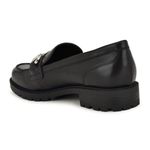 Nine West Chunky Lug Sole Metal Chain Faux Black Leather Platform Loafers US 7 Photo 2