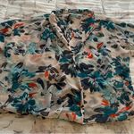 Chelsea28 floral faux wrap sheer 3/4 sleeves white & blue blouse size S bohemian Photo 8