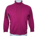 Tommy Hilfiger Magenta Turtleneck Sweater Button Cuff Size L Retro Photo 1