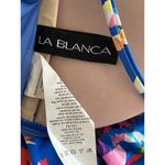 La Blanca  Blue Tropical Floral Tankini Swimsuit Top Photo 4