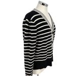 Bagatelle  Striped Super Soft V-Neck Cardigan Sweater Black Ivory Size Large Photo 2