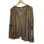 We The Free  Knit Oversized Sweater Size Extra Small V Neck Tan Black Slouchy Photo 3