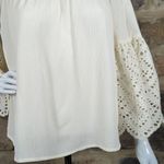 1. State  NEW antique white off the shoulder top‎ size medium eyelet sleeves Photo 3