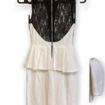 ABS Allen Schwartz ABS by Allen Schwartz Mini Dress White Black Lace Peplum Cocktail Dress XS Photo 1