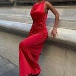 ZARA  dress Maxi  Red satin Lingerie Fitted wedding Party Photo 4