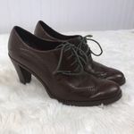 Chadwick's VINTAGE‎ Y2K Brown Leather WIngtip Loafer High Chunky Heel Lace Up Size 6.5 Photo 0