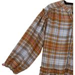 Free People  Alexa Plaid Mini Dress Long Sleeve‎ Ruffle Hem Button Front Size XS Photo 10