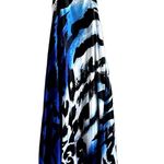 Cache Vinage Evening Maxi Dress y2k Plunging V Built in Bra Zebra Blue Black 10 Photo 0