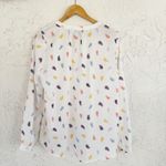 Nautica White Blouse with Colorful Leaf Design Photo 3