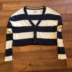 American Eagle Women's  Navy White Striped Nautical Cropped Cardigan Size M Photo 0