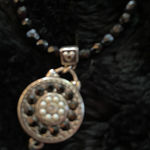 Brighton Silver Tone Black Bead Necklace Round Medallion Pendant Heart Clasp Photo 0