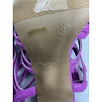 Anne Michelle Womans Strappy Slipon Sandals 8.5 Purple Open Square Toe Stiletto Photo 7