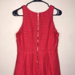Loft NWT  Women’s Linen Blend Lace Front Pleated Red A-Line Tank Dress Photo 4