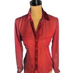 Wet Seal Sheer Velvet Trim Blouse Women’s Small Burgandy Whimsigoth Witchy Y2K Photo 0