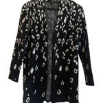 Talbots Women Cardigan Sweater XS Black White Open Front Long Line Cozy Office Photo 0