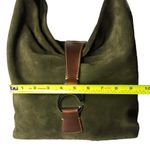 Dooney & Bourke DOONEY BOURKE Olive Green Suede Hobo Bag Adjustable Brown Leather Shoulder Strap Photo 11