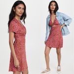 Free People Marsaille Mini Dress Rust Combo Medium NEW Leopard Print Cutout Photo 2