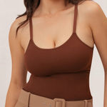 Shapermint Essentials All Day Every Day Scoop Neck Cami Top Womens L Chocolate Brown Size L Photo 0