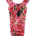 19 Cooper  Bodycon Ruched‎ Puff Sleeve Pink Floral Mini Dress. Size Small NWT Photo 0