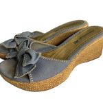 Vtg American Eagle Women's Sz 8 Blue Denim Jean Fabric Slip On Wedge Sandals Photo 0