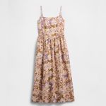 Gap Floral Linen-Blend Dip-Waist Midi Dress Sz L Photo 6