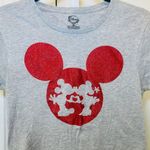 Disney Mickey and Minnie Mouse Heart Tee - Women Size XL - Gray and Red Metallic Photo 2