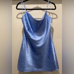 LA Hearts Light Blue Floral Cowl Neck Satin Silk Slip Cami Mini Party Dress - S Photo 3