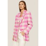 MSGM Checkered Fringe Tweed Jacket Pink Sz40 (US10) Size 10 Photo 1