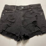 Aeropostale  Women’s Size 4 Mom Jean Shorts Black Distressed Denim Photo 0