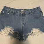 Hot Kiss NWOT  Womens Jean Shorts High Rise Shortie Distressed Raw Hem lace Photo 0