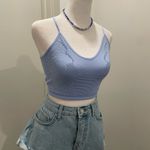 Forever 21  Baby Blue Seamless Embroidered Lace Bralette Cropped Tank Top - S Photo 10