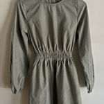 Very J  Sage Green Long Sleeve Cinched Waist Mini Dress Cutout Back Size Small Photo 0