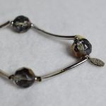 Cookie Lee  2 Tone Gold/Clear Beads Silver Tone Bar Stretch Bracelet Like New Photo 1