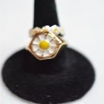 Source Unknown Cottagecore Fairy Yellow Flower Silver/Gold Tone 2pc Size 9 Casual Rings Photo 1