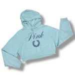 PINK - Victoria's Secret Pink‎ Victorias Secret Everyday Fleece Logo Cropped Hoodie Sweatshirt Blue Small Photo 10