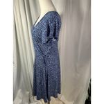 Kaileigh Kaela Faux Wrap Knit Dress Navy White Floral Print Short Sleeve M New Photo 4